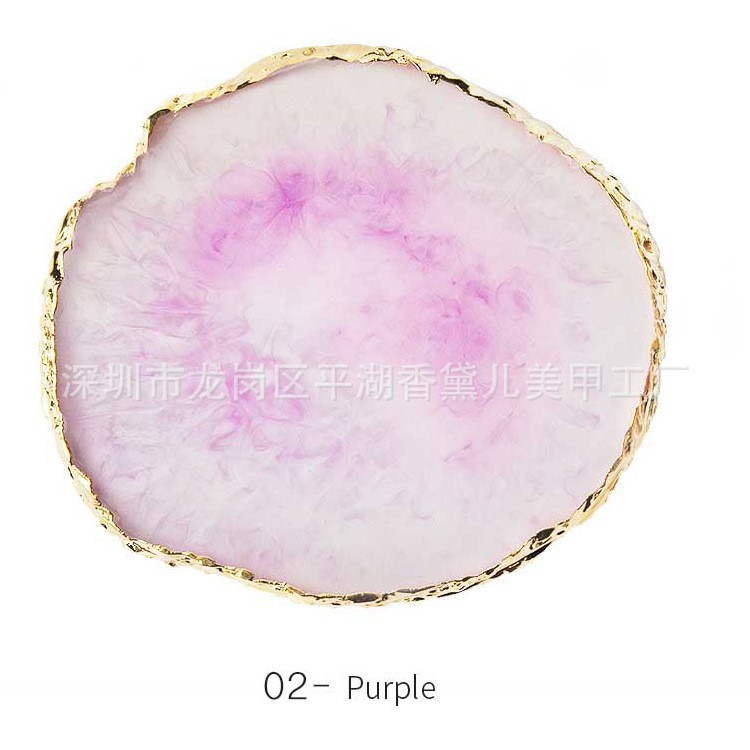 Arte de uñas paleta de cristal japonés ágata paleta de borde dorado cristal marbling pintado paleta de colores herramienta
