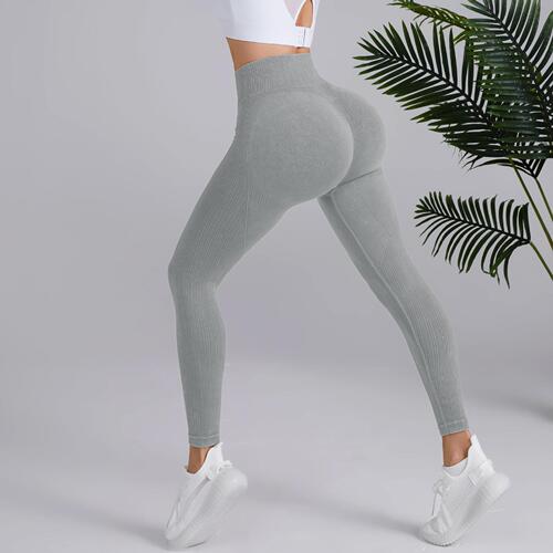 Cross-border sand-washed seamless yoga pants high-waisted peach butt-lifting fitness pants for women running washed frosted tights