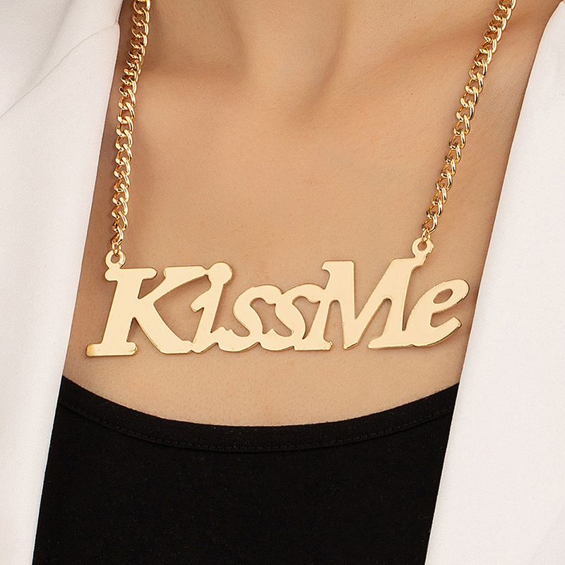 Fashion Geometric Creative Letter Kissme Pendent Exaggerated Necklace display picture 1