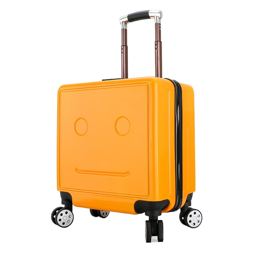 Caja de carro de los niños puede ser personalizado Logotipo de dibujos animados equipaje puede sentarse caja de cartón personas embarque universal rueda maleta 3D hembra