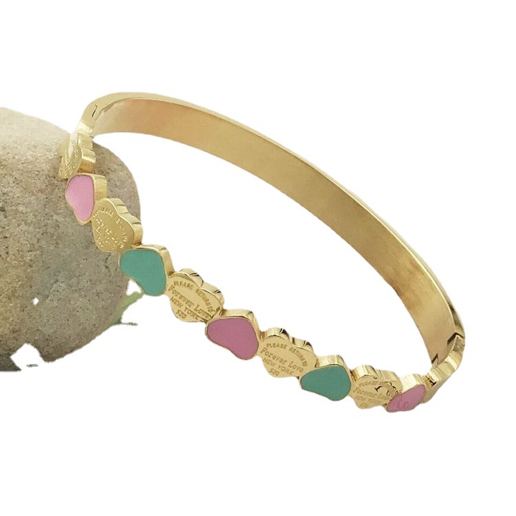 2022 moda ins colorido amor titanio pulsera de acero de alta gama elegante estilo preppy pulsera de acero inoxidable joyería popular