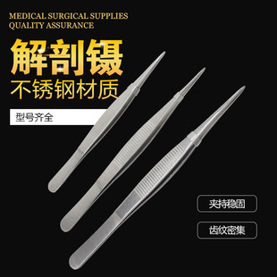 Thickened Stainless Steel Anatomy Tweezers Pointed Tweezers 304 Stainless Steel Pointed Precision Tweezers for Laboratory Use