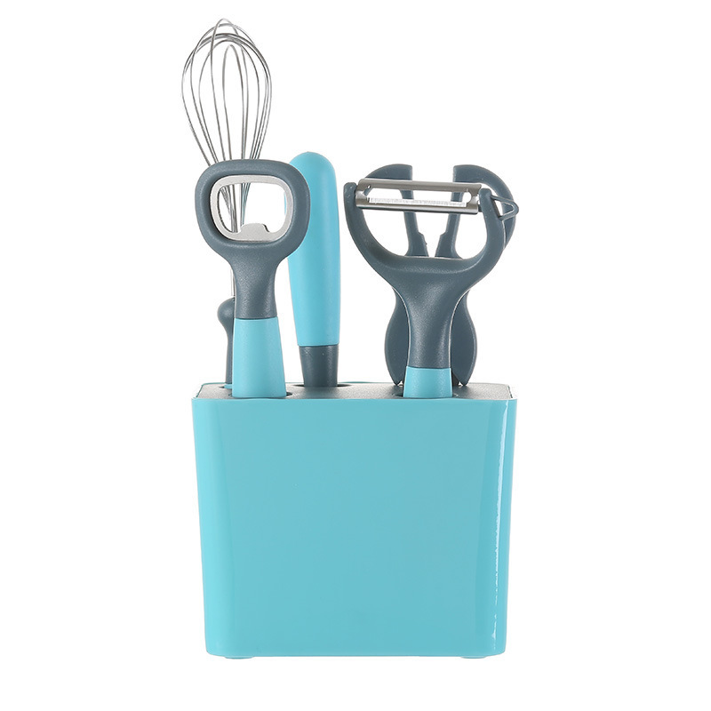 Herramientas de cocina transfronterizas PP conjunto de cinco piezas con asiento de almacenamiento abrebotellas cortador de melón planador de alimentos suplementarios cortadores de frutas