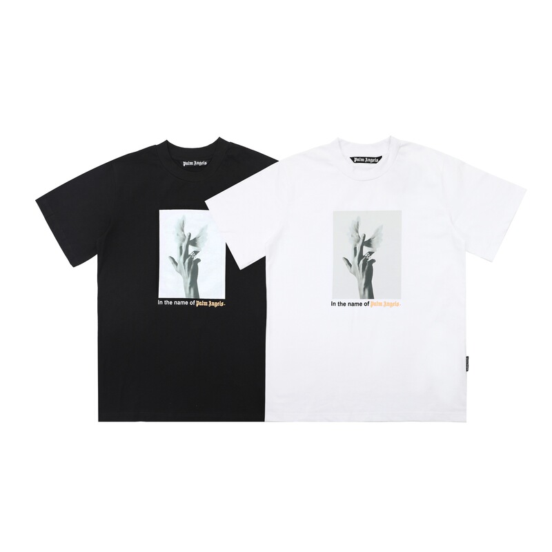 Cross-Border Palm Angels Pa Palm Wings Photo Print Loose Round Neck Short-Sleeved T-Shirt for Men and Women Cross-Border Palm Angels Pa Palm Wings Photo Print Loose Round Neck Short-Sleeved T-Shirt for Men and Women