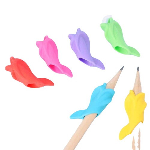 Small fish and dolphin pen grip silicone gel pen pencil corrector for students and children writing posture correction pen grip