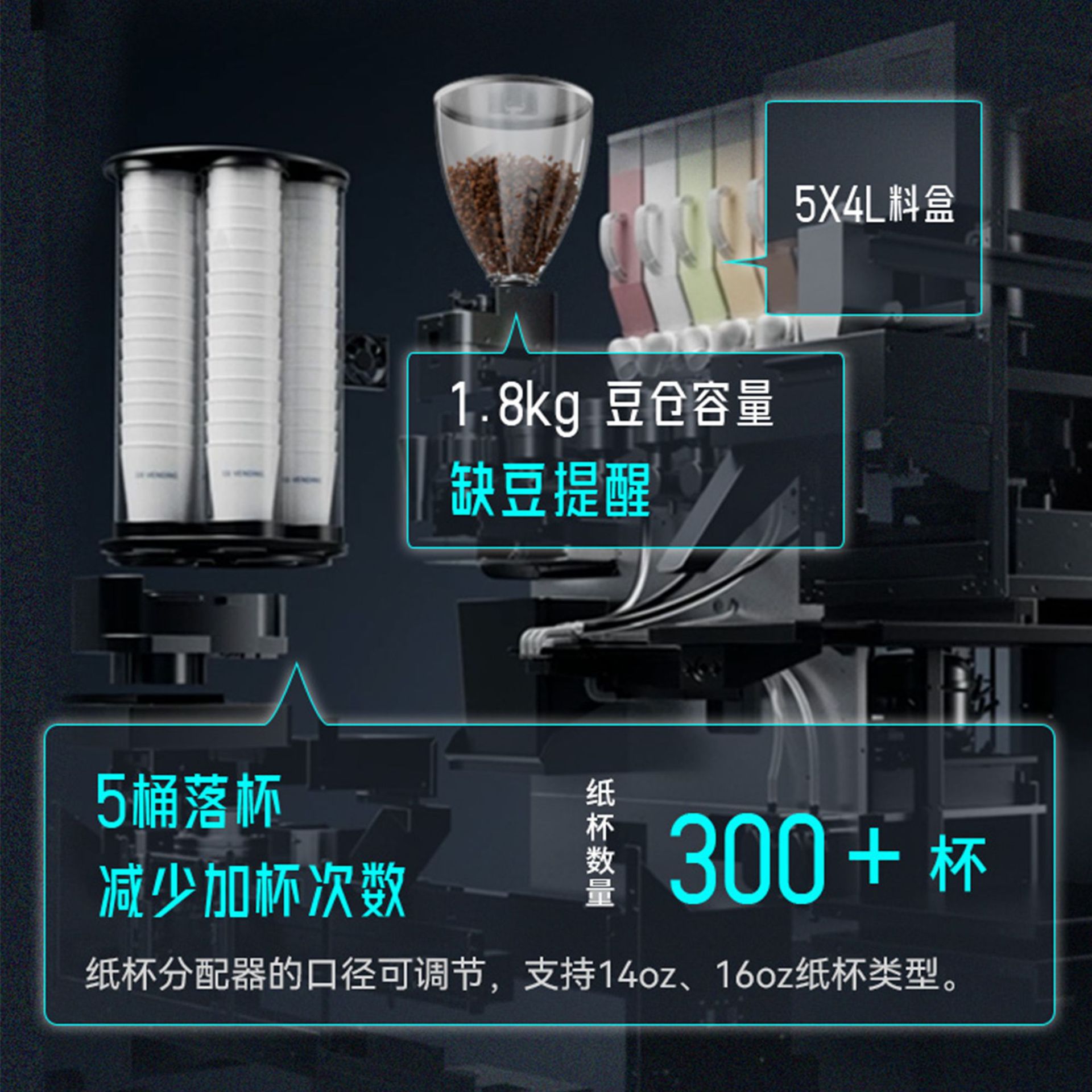 [Fábrica de origen] Máquina expendedora de café comercial con decenas de fórmulas de sabor de café helado molido