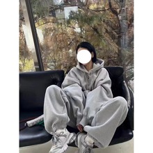 慵懒风运动服套装女春秋学生宽松显瘦时尚连帽卫衣休闲两件套跑步