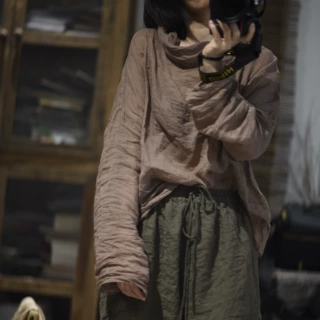 22/11 SN88 春夏新款简约文艺轻薄苎麻落肩小衫