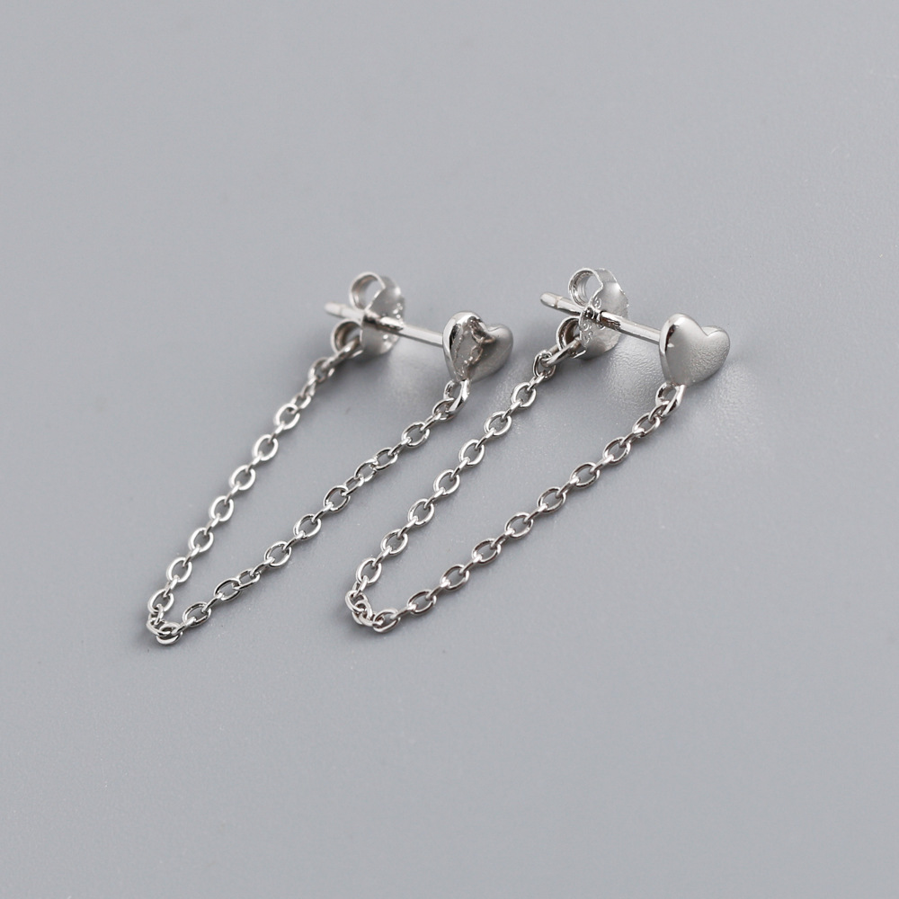 Mode Forme De Cœur Argent Sterling Placage Boucles D'oreilles 1 Paire display picture 5