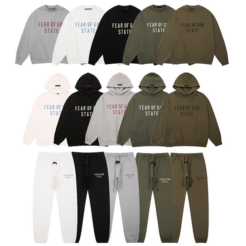 Foreign Trade Fog Multi-Thread Essentials American Autumn and Winter Fleece Letter Print Loose Hoodie Sweatshirt and Sweatpants Foreign Trade Fog Multi-Thread Essentials American Autumn and Winter Fleece Letter Print Loose Hoodie Sweatshirt and Sweatpants