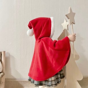 In Stock Children's Photography Christmas Decoration Thickened Double-Layer Flannel Cloak Slope Warm Korean ins Style Decoration