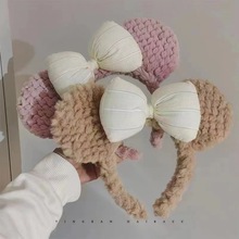 蝴蝶结小熊耳朵发箍女秋冬毛绒可爱卡通洗脸头箍韩国少女发窟发卡