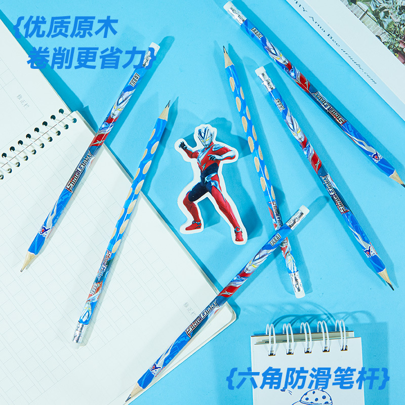 现货批发高颜值卡通铅笔带橡皮擦六角杆铅笔hb男孩小学生铅笔|undefined
