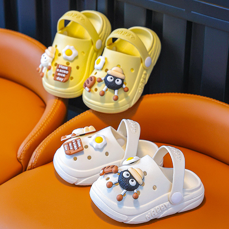 Zapatillas para niños verano interior antideslizante suave Fondo bebé niños agujero zapatos cerrado dedo del pie bebé niñas lindas zapatillas