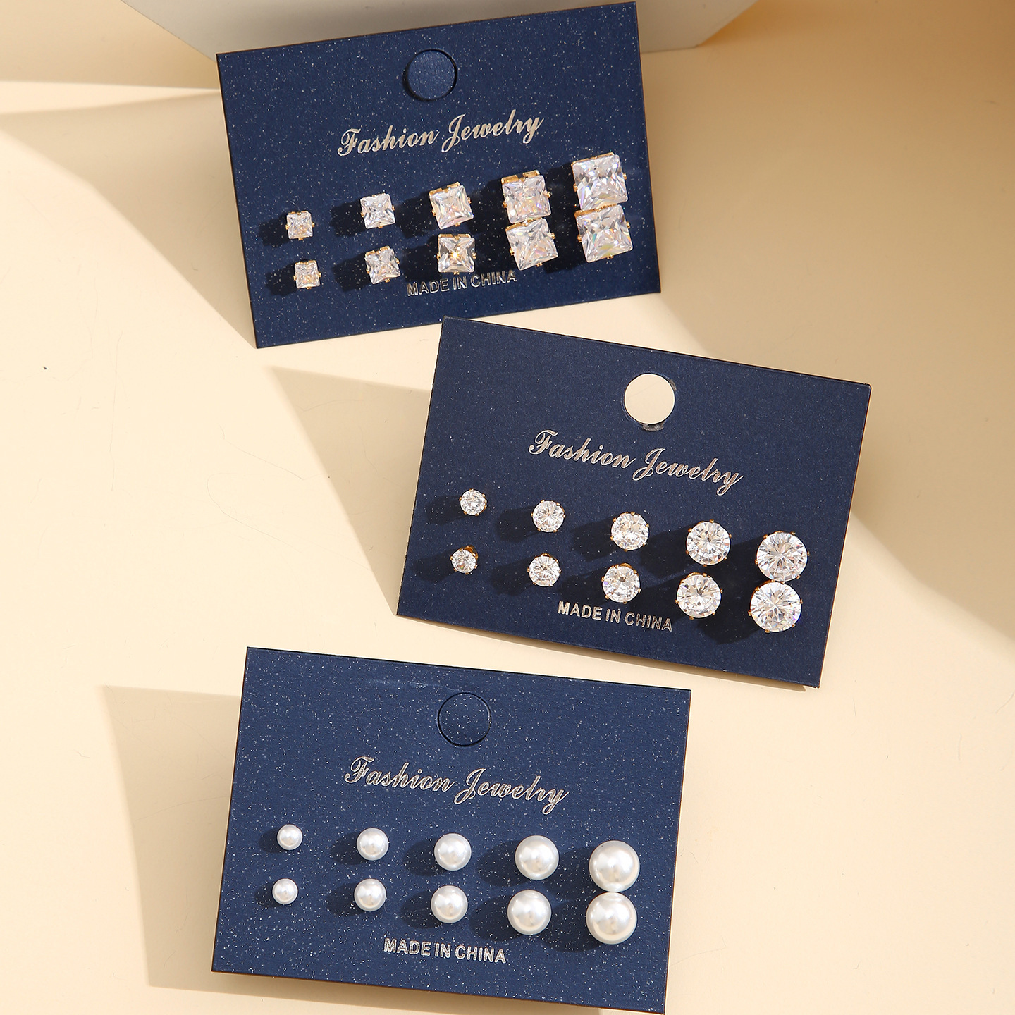Daily Occasion Simple Style Square Metal Plating Metal Zircon Ear Studs 1 Set
