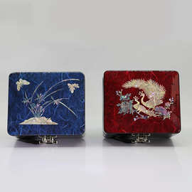 复古装大漆收纳盒结婚礼物首饰盒漆器螺钿手工耳饰品项链木质其他