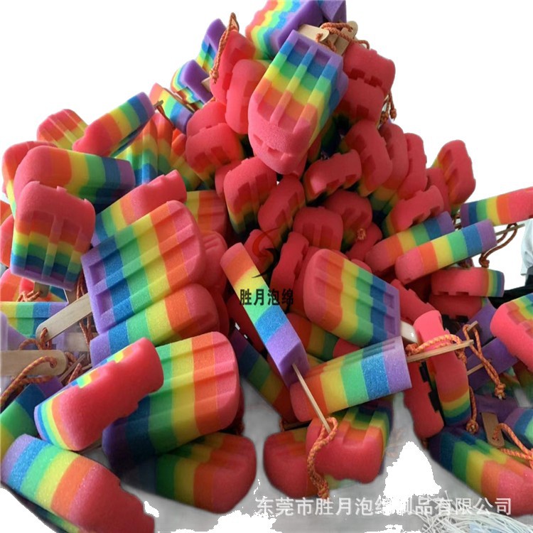 Ice cream Sponge brush Color stitching Wooden handle glass Cleaning brush kitchen Long-handled brush vacuum cup Bottle Brush
