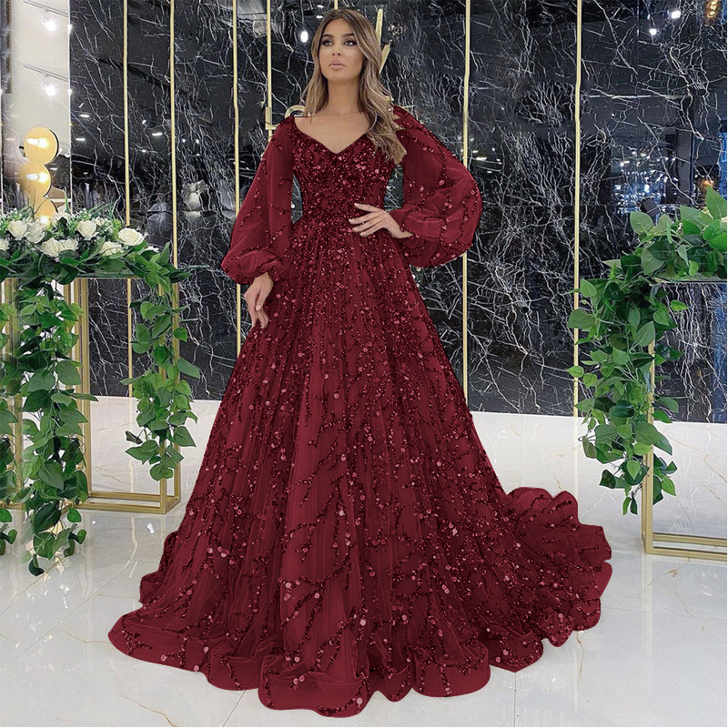 Vestido de Noche Largo de Lujo con Cuentas Doradas, Estilo Nuevo Transfronterizo 2025, Sexy, con Aura de Socialité, Modelo SM7109 image 13