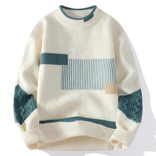 Y 38656 Men's color block sweater ��ʿƴɫë�¿羳���uͨ