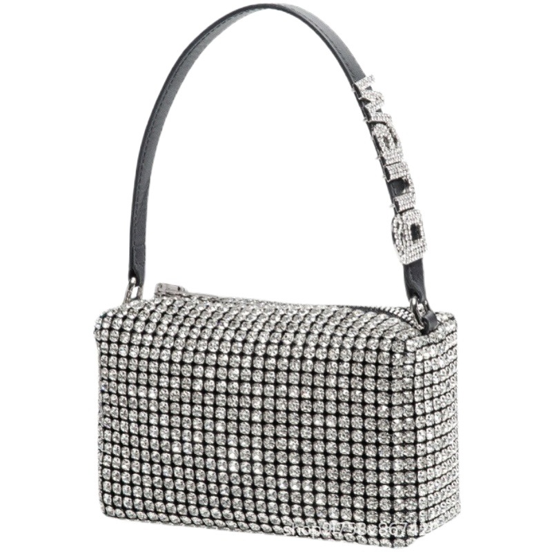 Bolso de diamantes de imitación súper A bolso de lujo ligero para mujer verano 2025 bolso de cena portátil de mensajero de alta calidad bolso de diamante completo brillante
