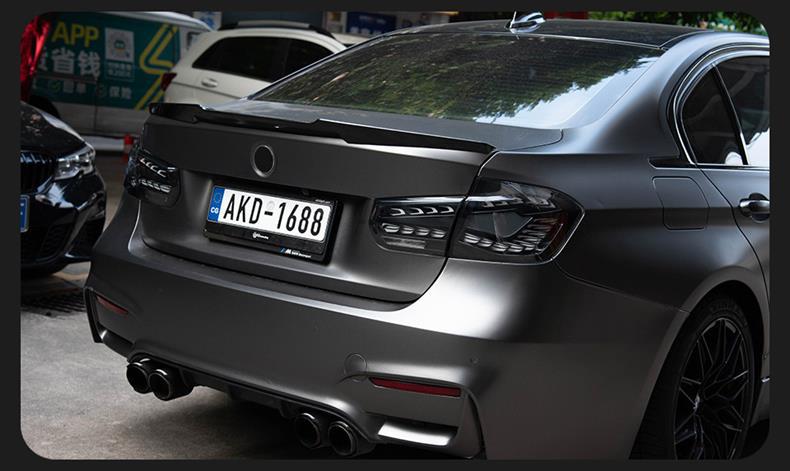 Specifically designed for BMW 3 Series F35 tail light assembly, F30 modified white dragon scale venom tail lights, sequential turn signals, and brakes