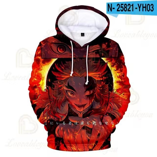 Kimetsunoyaiba Anime 3D Digital Printed Hoodie Demon Slayer Hoodie Men's Cross-Border Best-Selling Model