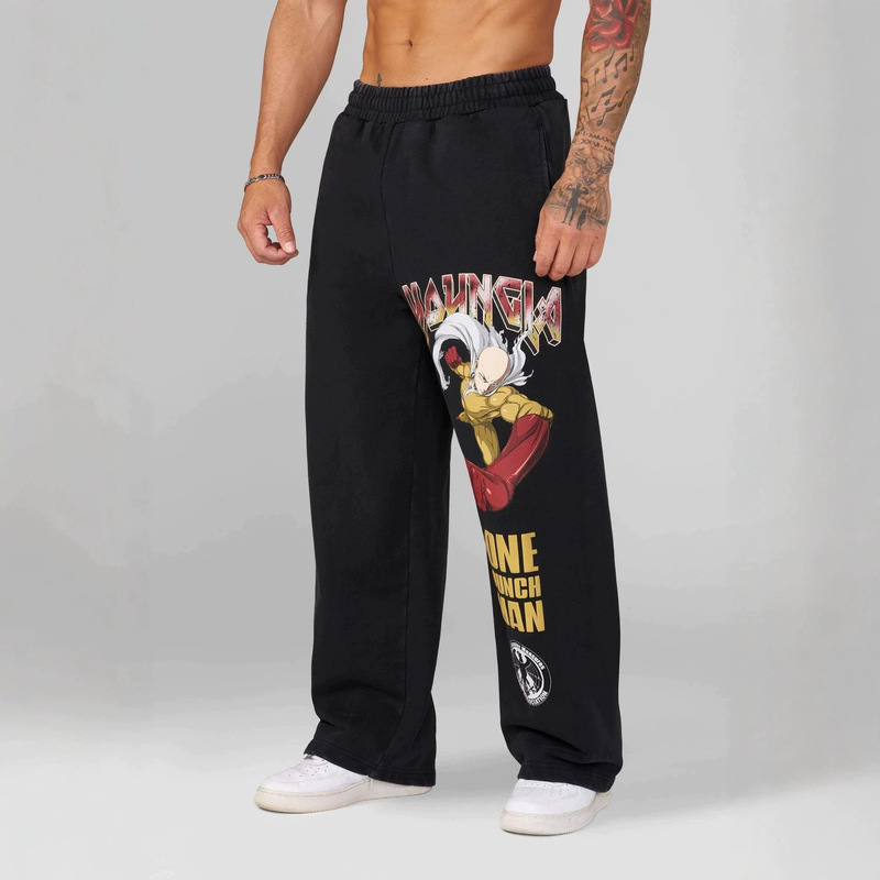Youngla Collaboration One-Punch Man Men's Sports Pants Jogging Fitness Cotton Mid-Waist Straight Casual Pants