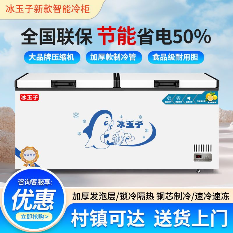 Bingyuzi 冷凍庫業務用大容量冷蔵冷凍単温度省エネ水平二温度鮮度保持冷凍庫家庭用冷蔵庫|undefined