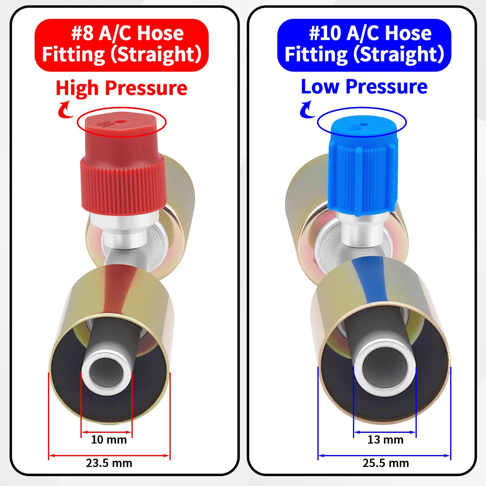 Car air conditioning connector # 8 # 10 180 ° Straight air conditioning valve high and low pressure air conditioning hose adapter R134a