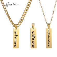 跨境爆款ins简约风古巴链方形吊坠项链情侣 不锈钢颈饰品一件代发