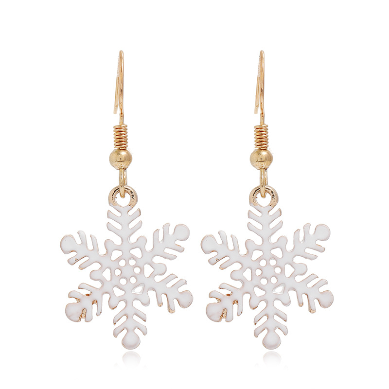 Simple Dripping Oil Christmas Snowflake Earrings Necklace 2-piece Set Wholesale Jewelry Nihaojewelry display picture 5