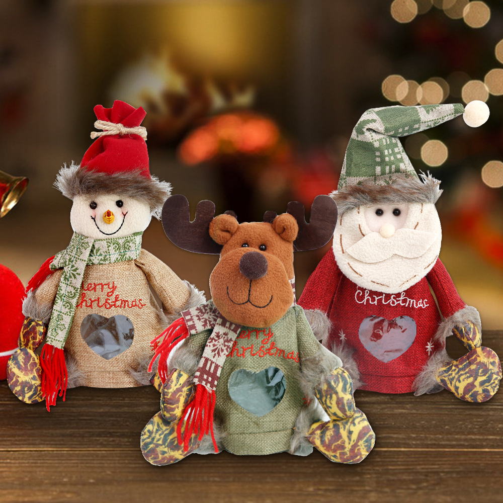 Decoraciones navideñas de terciopelo bolsas de manzanas muñecas bolsas de regalo navideñas de dibujos animados bolsas de dulces transparentes adornos