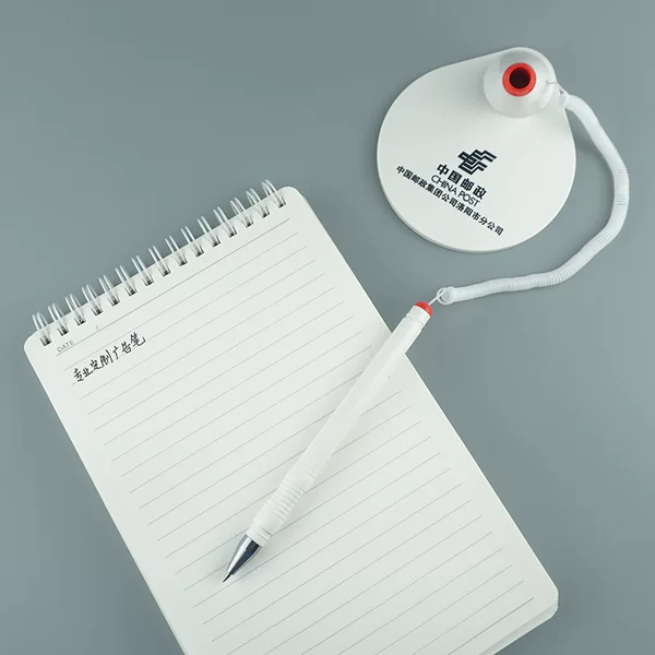 White Simple Ballpoint Desk Pen with Base, Anti-Lost Phone Cord, Bank Counter Desktop Fixed Pen