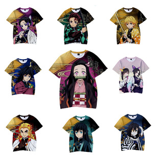 Men's T-shirt Japanese diffuse ghost kill blade T-shirt adult children 3D digital printing crew neck short sleeve T-shirt wholesale