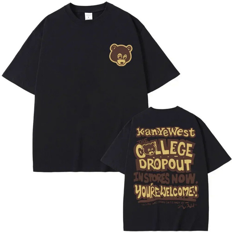 [European Size Cotton T-Shirt] Best Famous Kanye West The College T-shirt