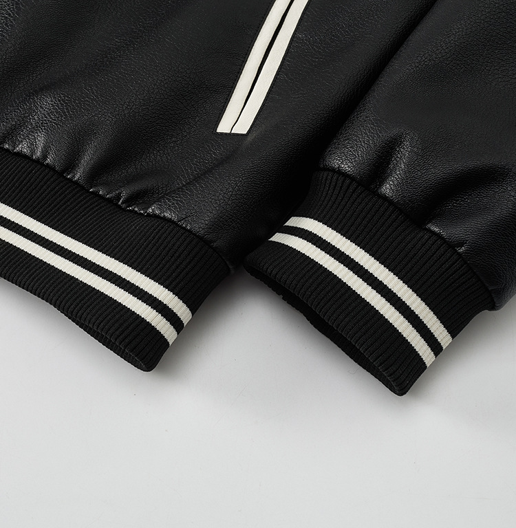 Herr bikerjacka i konstläder slim fit med ståkrage_voghion.com