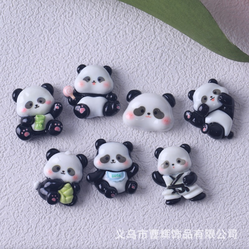 可爱卡通熊猫树脂饰品配件 diy奶油胶配件钥匙扣挂件洞洞鞋扣材料