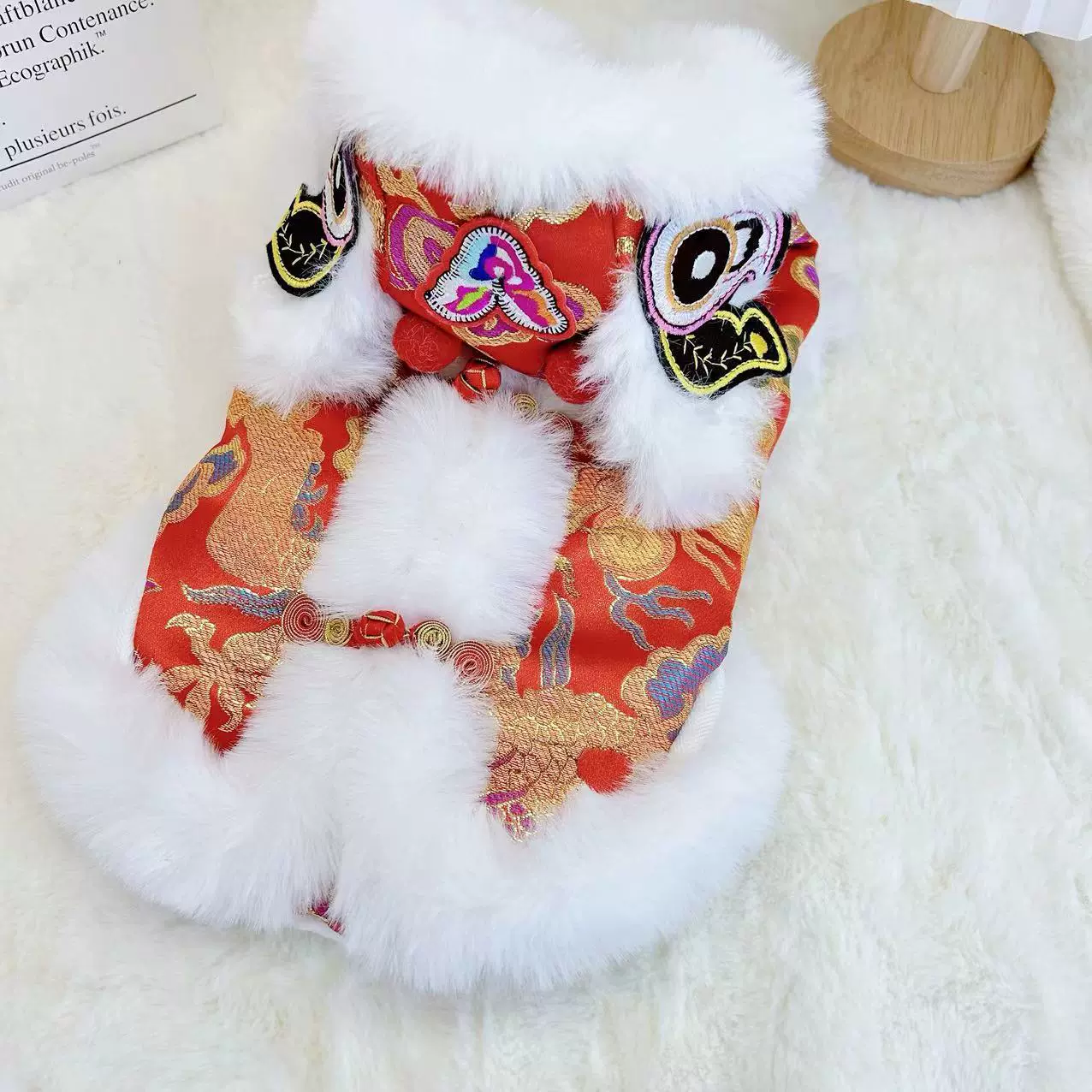 狗狗衣服新年喜庆唐装加厚保暖秋冬天马甲过年幼犬幼猫宠物狗唐装