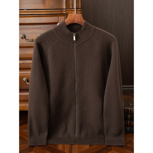 100 Pure Mountain Cashmere Sweater Men's Autumn and Winter New 12-pin G Men's Thickened Cardigan Super A- grade Knitted Sweater Sweater