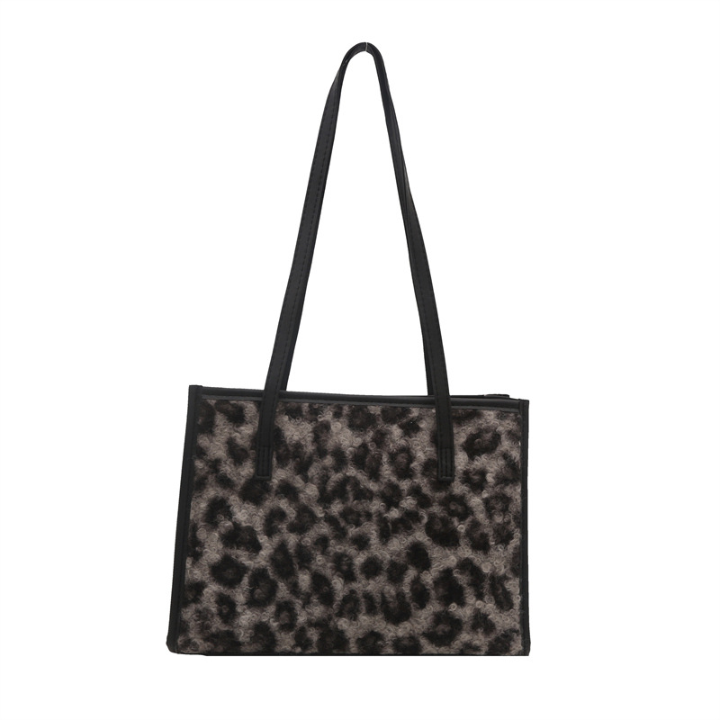 Leopardo tela de peluche bolso de mano para mujeres 2024 otoño nueva moda coreana moda bolso de hombro relajado bolso axilar