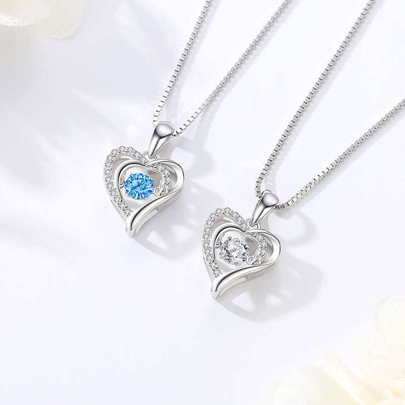 S925 plata collar inteligente en forma de corazón colgante de corazón femenino cadena de clavícula internet celebridad tiktok transmisión en vivo