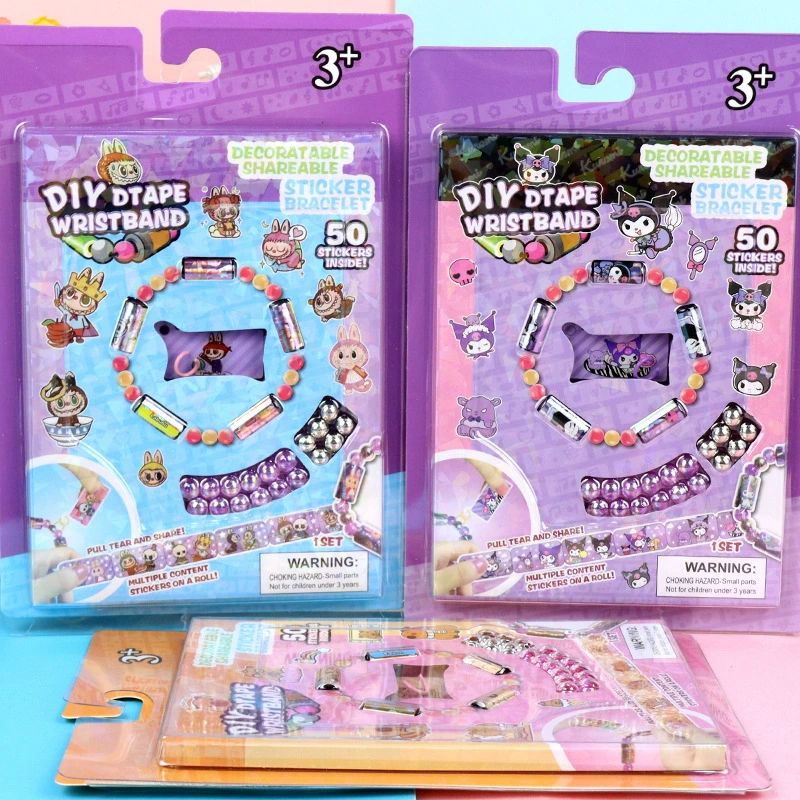 Рулон наклеек с бисером, тканевая наклейка, браслет Sanrio Капибара, ручной работы