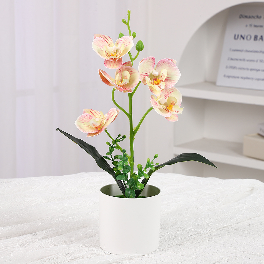 Simulación Phalaenopsis Adornos de escritorio Decoración de plástico para el hogar Accesorios de disparo de flores falsas Simulación de flores en macetas Adornos de oficina image 13