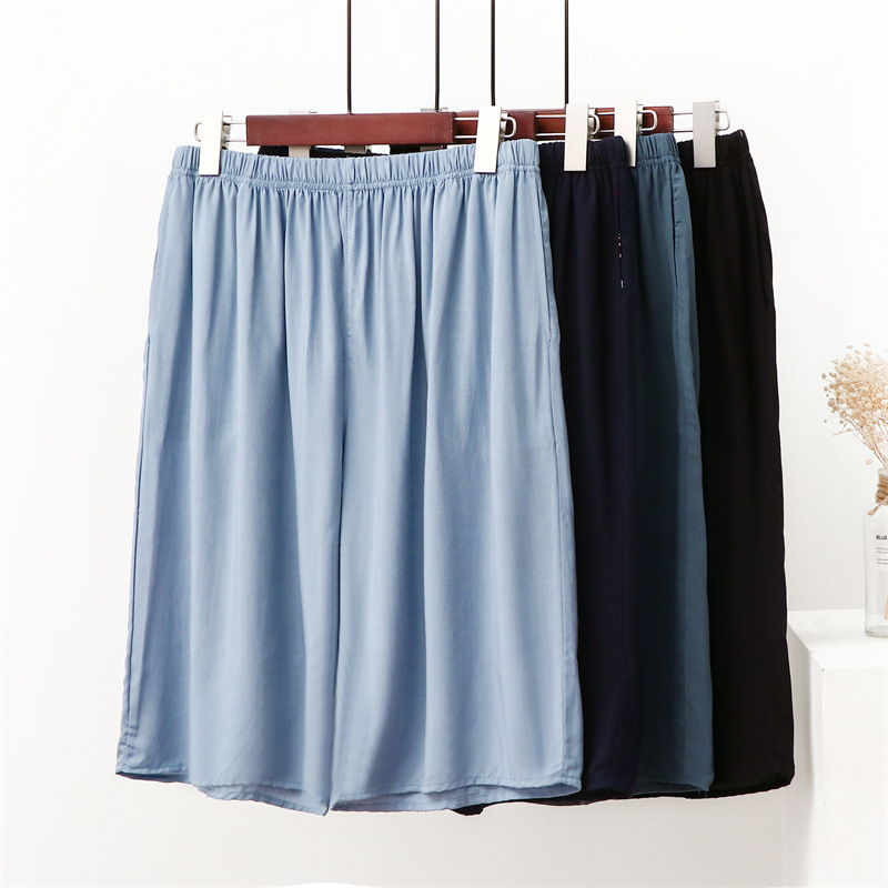 Middle-aged and elderly men's cotton silk shorts artificial cotton men's fifth pants middle pants pajama pants plus size home pants cool casual pants