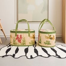 大闸蟹折叠竹篮包装螃蟹中秋月饼年货礼盒腊肉特产竹筐厂家现货