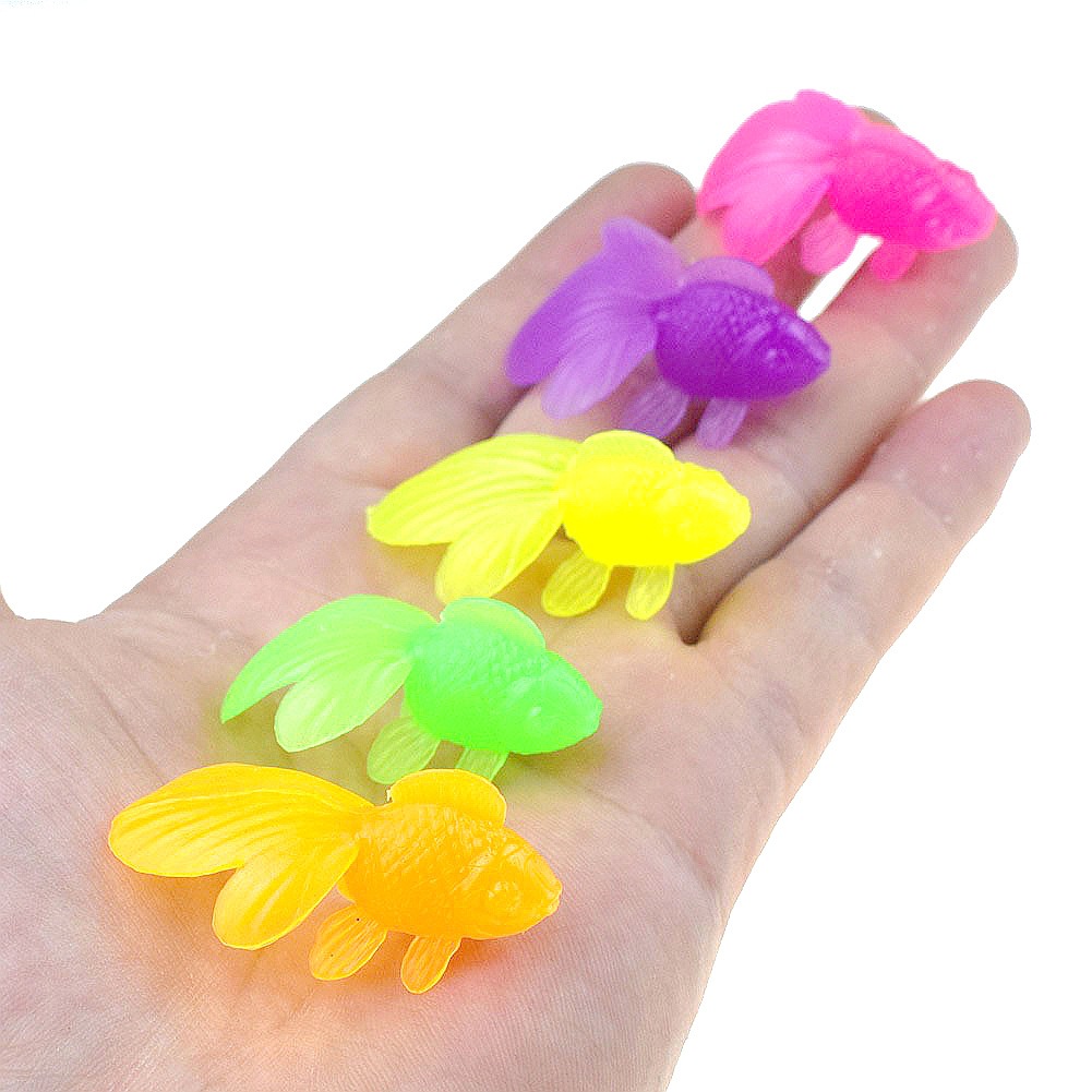 Tpr Plastic Colorful Eyeless Small Goldfish Model Floating Goldfish Toy Fishing Game Children's Water Play Toy
