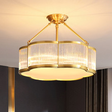 全銅后現代吸頂燈輕奢水晶燈溫馨浪漫卧室燈簡約創意大氣美式燈具
