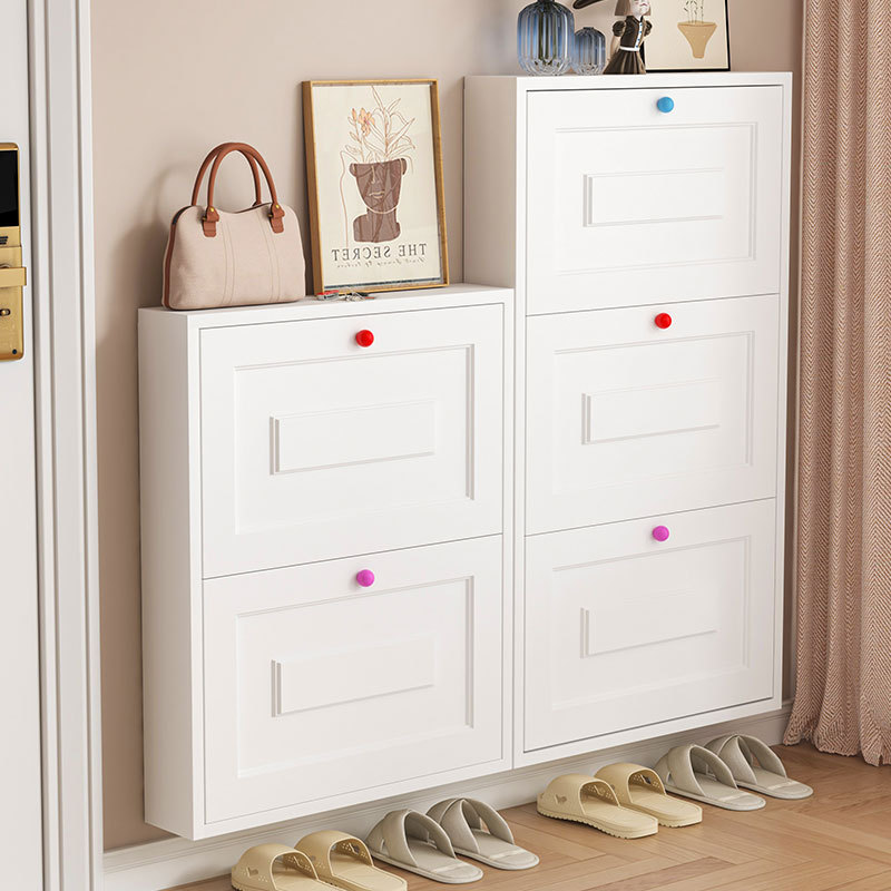 Steel Shoe Cabinet 12cm Ultra-Thin Iron Multi-Layer Entrance Door Dust-Proof Storage Rack Narrow Multi-Functional Iron Cabinet