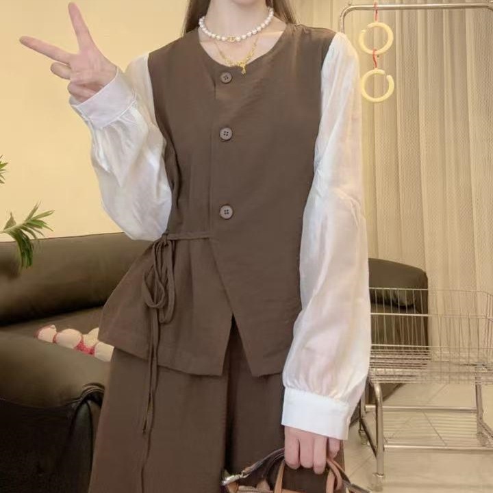 早秋新款时尚套装老钱风极简风优雅时尚套装两件套减龄秋季长袖|undefined