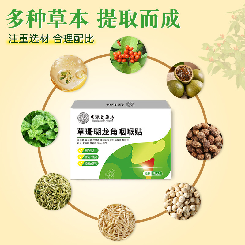 香港大药房草珊瑚龙角咽喉贴咽喉不适干痒异物清凉喉咙贴厂家直发|undefined